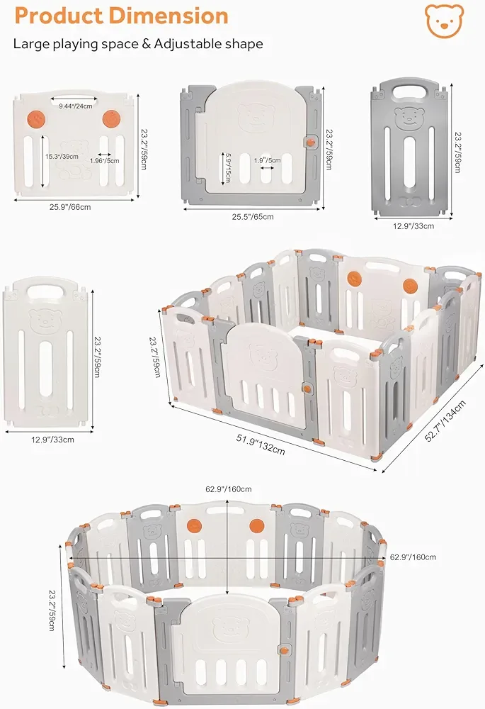 Foldable Baby Playpen - Grey & White image indicator(2)