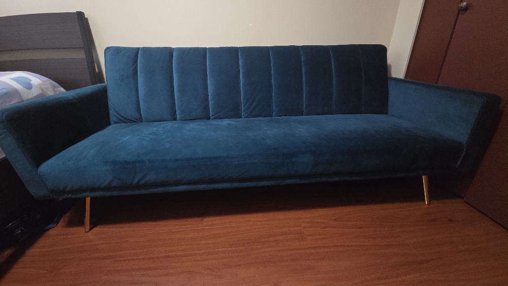 Teal velvet Sofa bed futon - photo 3