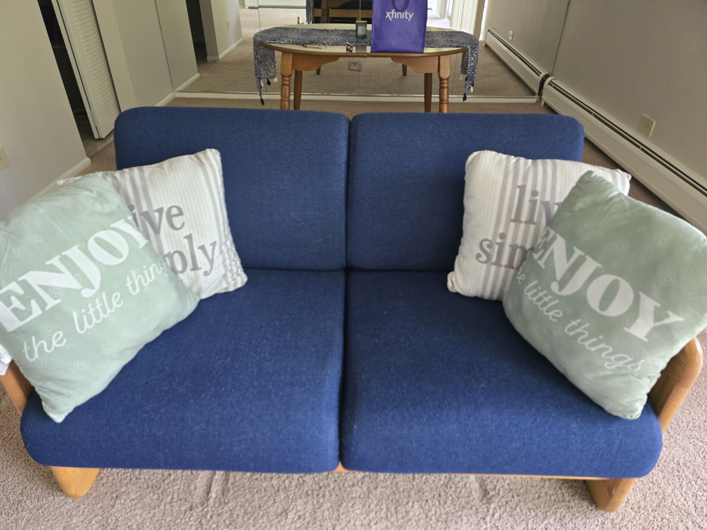 Mid Century Modern Blue Sofa
