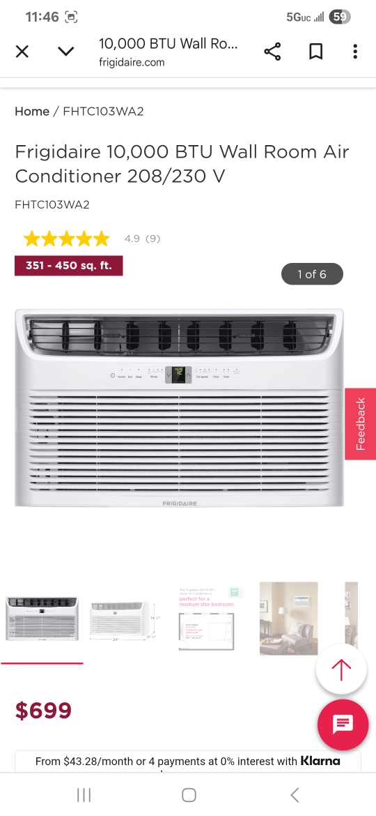 Frigidaire 10,000 BTU Wall Room Air Conditioner - photo 4
