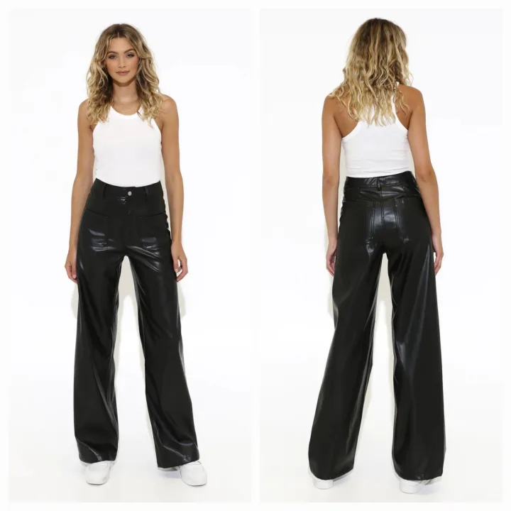 Madison the Label Vegan Leather High-Rise Wide-Leg Pants Size S image indicator(3)