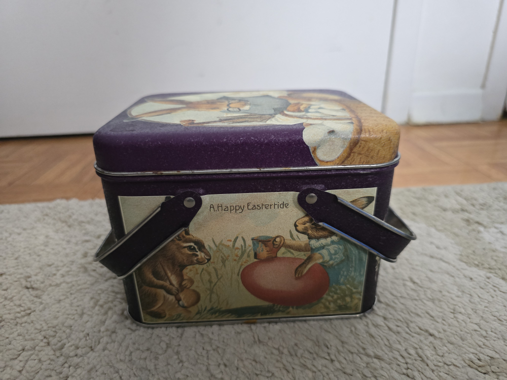 Vintage Easter Basket Tin Box