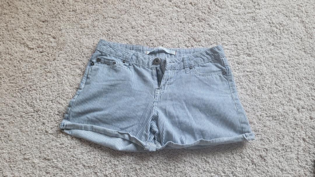 Striped Denim Shorts - photo 5