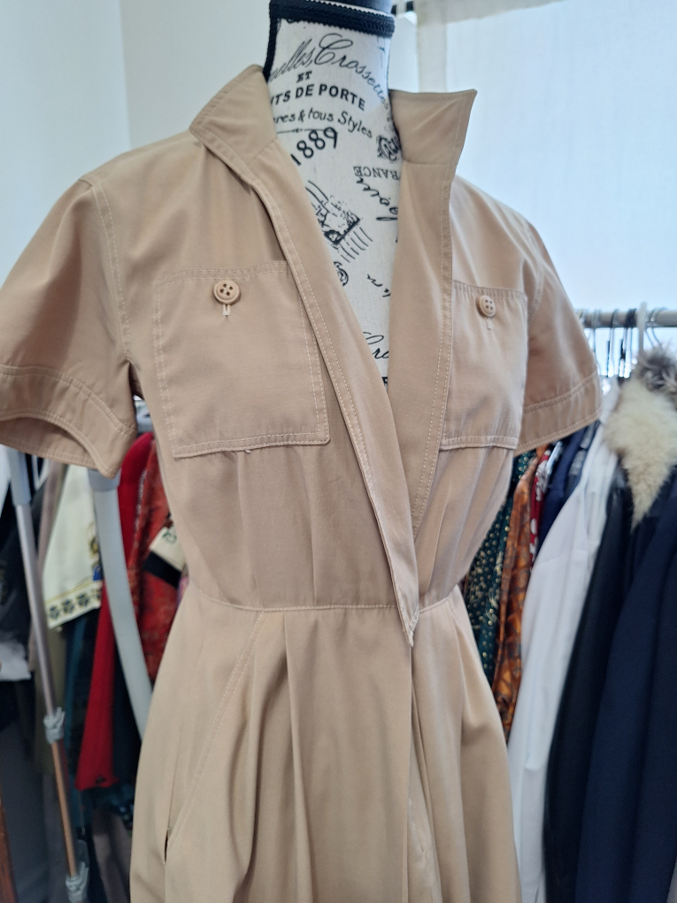 Vintage Safari Style Dress - Beige