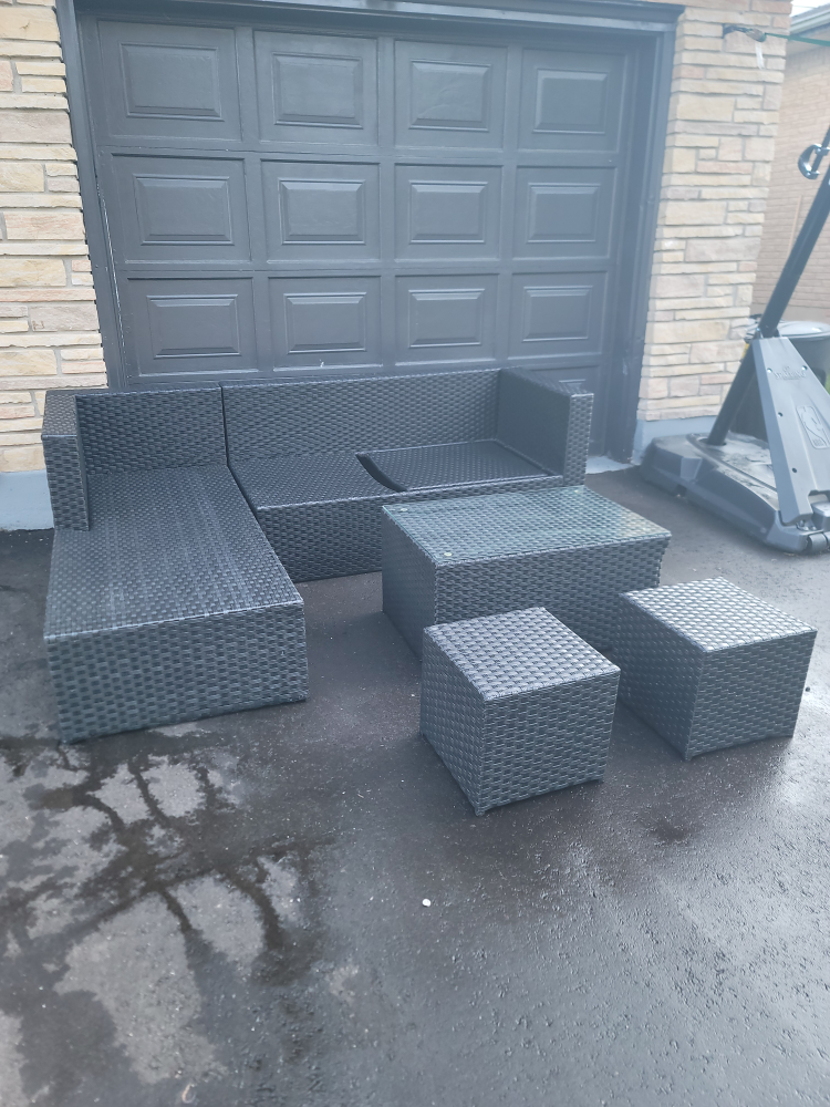 Outdoor Sectional Sofa Set with Table and Stools - photo 5
