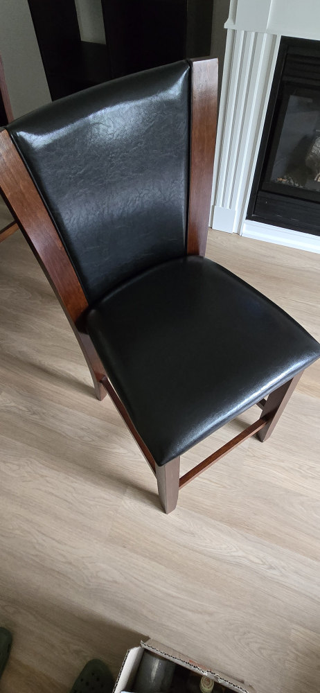 Pub Style Dining Table with 4 black leather and wood chairs - photo 5