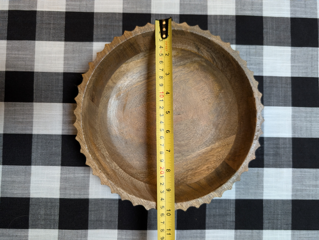 Rustic Carved Wood Bowl – Black Exterior Accent – 10" Diameter - photo 3