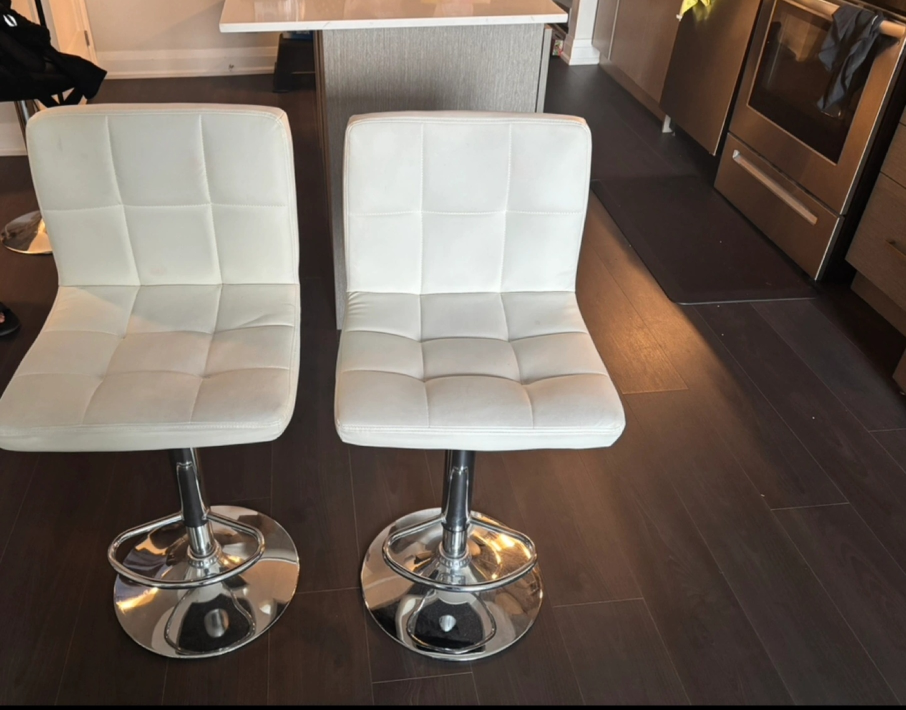 White Padded Bar Stools - Set of 2 - photo 2