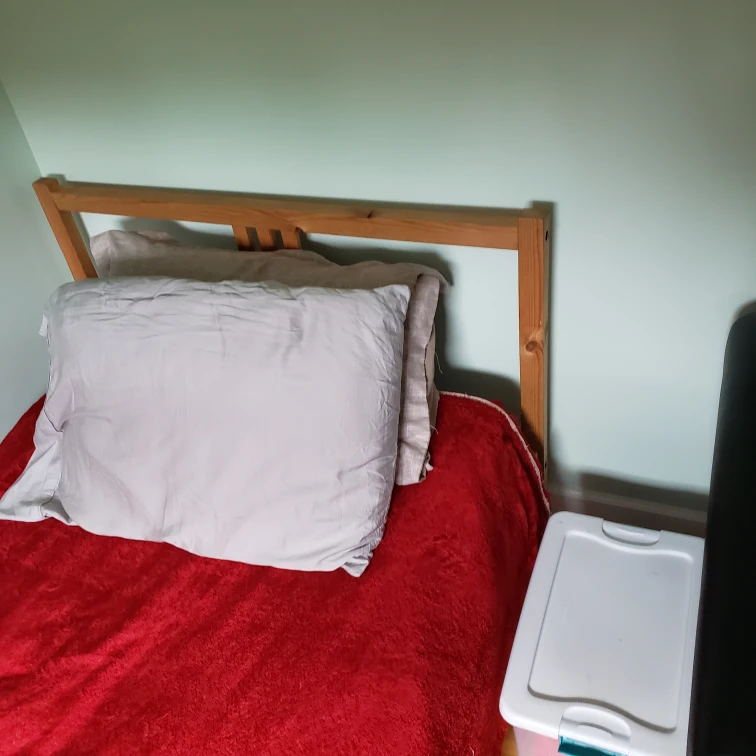 🥕💚single bed,  wooden frame,  and mattress.