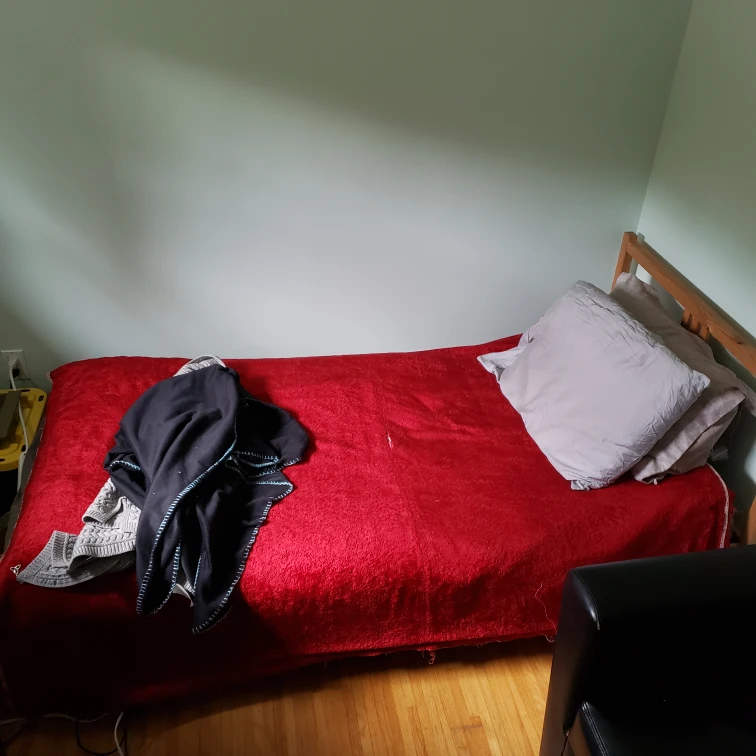 🥕💚single bed,  wooden frame,  and mattress. - photo 2