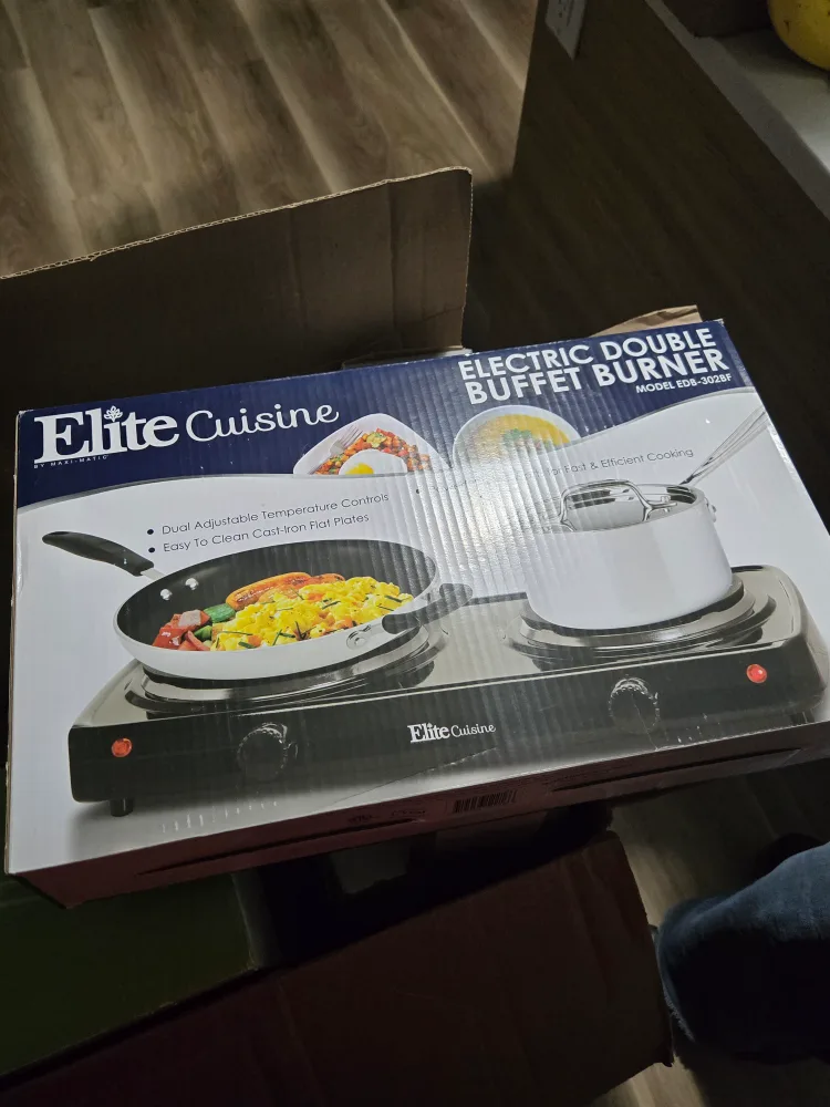 Elite Cuisine Electric Double Buffet Burner - NEW thumbnail