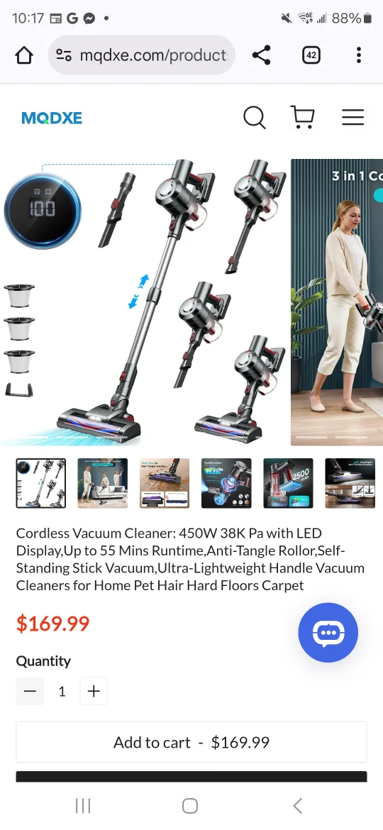 Cordless Vacuum Cleaner, 450W 38K new image indicator(3)
