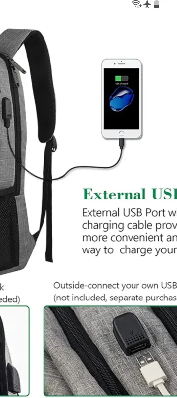 Grey Backpack with lots of space and pocket image indicator(9)