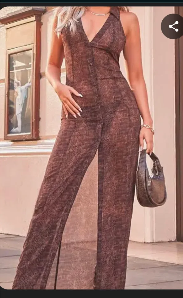 Chocolate Croc Print Chiffon Maxi Dress image indicator(6)