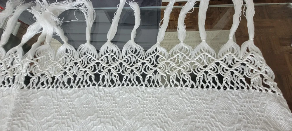 Brand New White Table Cloth with Tassels image indicator(5)