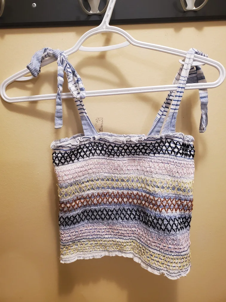 Striped Smocked Crop Top thumbnail