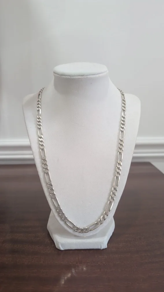 Men's Italian Stirling Silver Figaro Chain - 30 gram 925 thumbnail