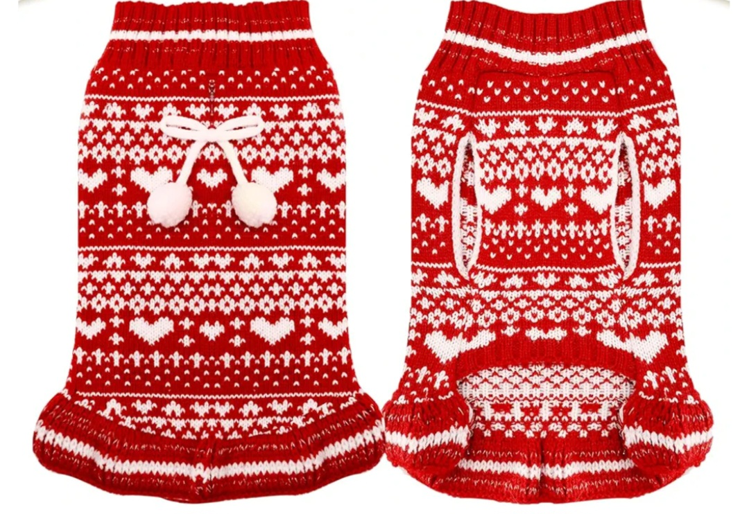 Red & White Knit Dog Sweater (Sizes M-L-XL) - photo 2