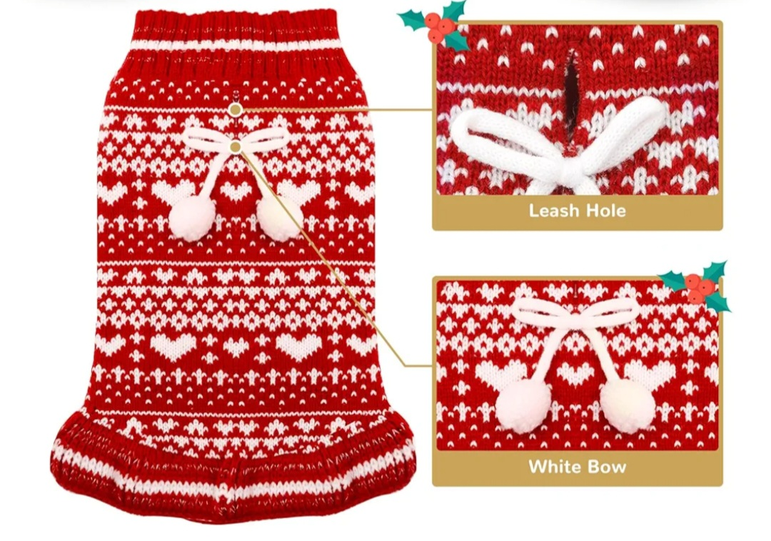 Red & White Knit Dog Sweater (Sizes M-L-XL) - photo 4