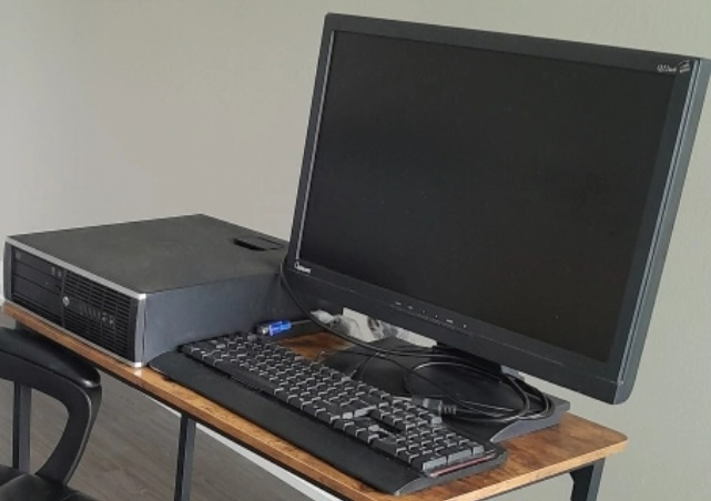 Desktop PC, Monitor, and Keyboard