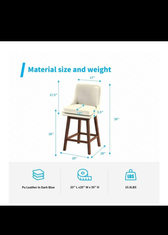 (2) Mjone 360° Swivel Barstools - photo 3