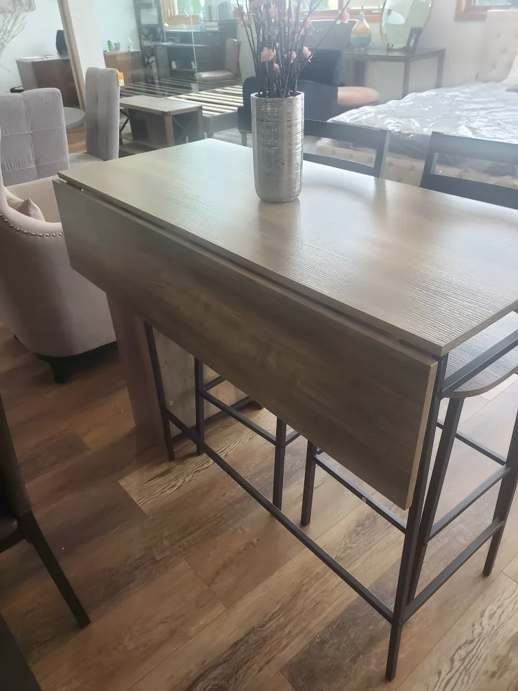 Counter Height Table With Stools and shelves (New In Box) image indicator(3)