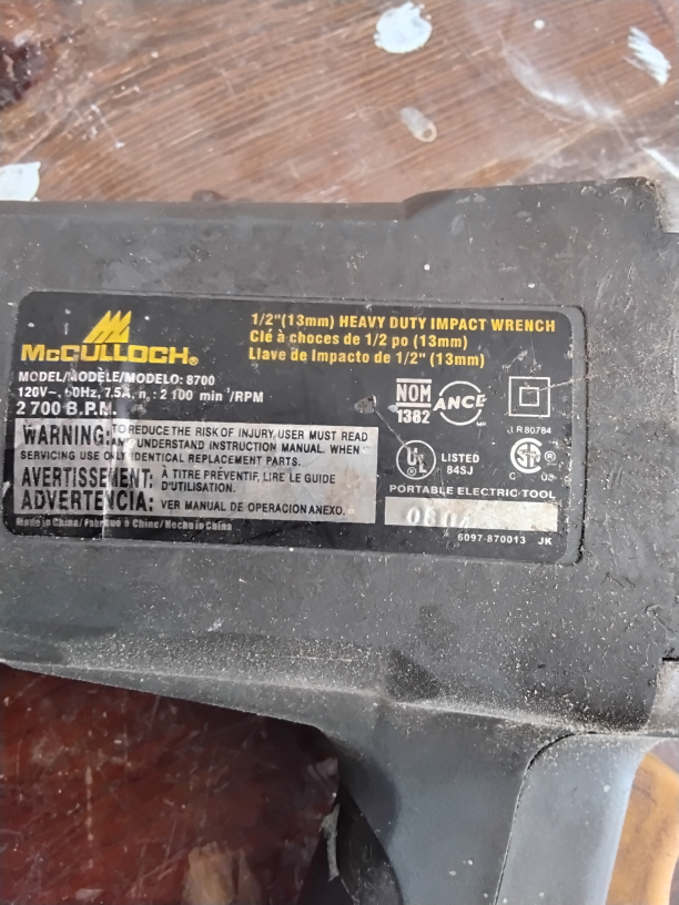 McCulloch 8700 1/2" Heavy Duty Impact Wrench - photo 3