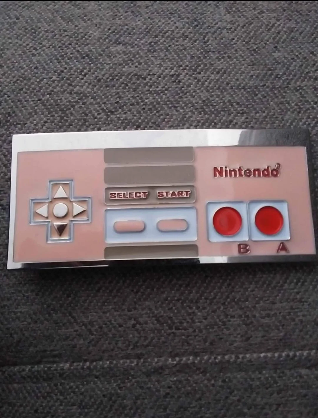 Pink Nintendo controller belt buckle thumbnail