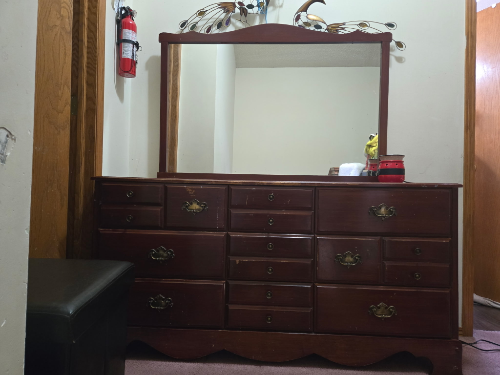 Wooden Dresser with Mirror