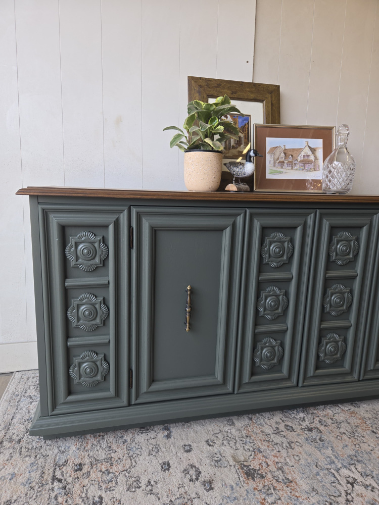 Vintage Refinished Green & Wood Buffet Sideboard - photo 4
