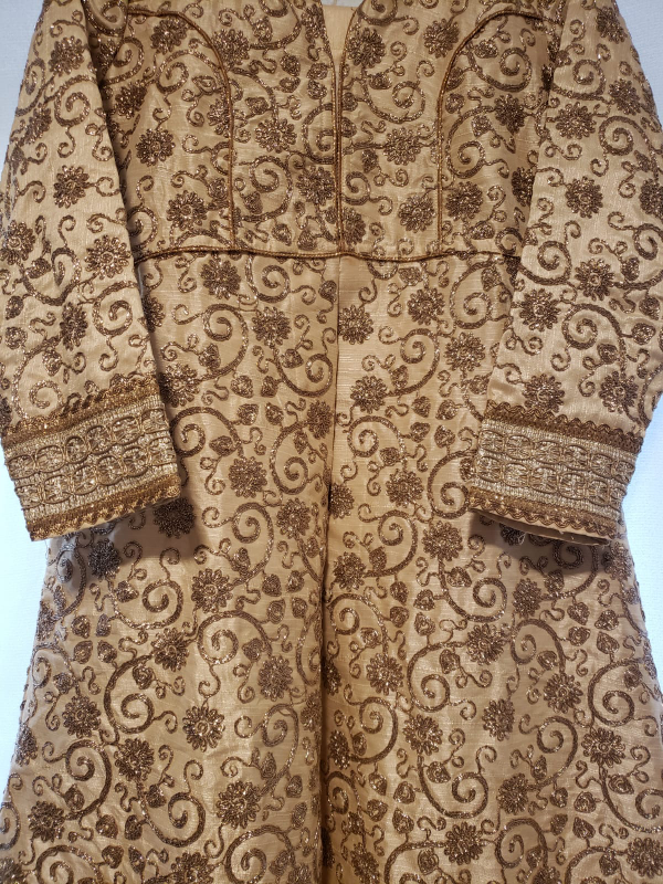 Embroidered Cream & Gold Indian Suit