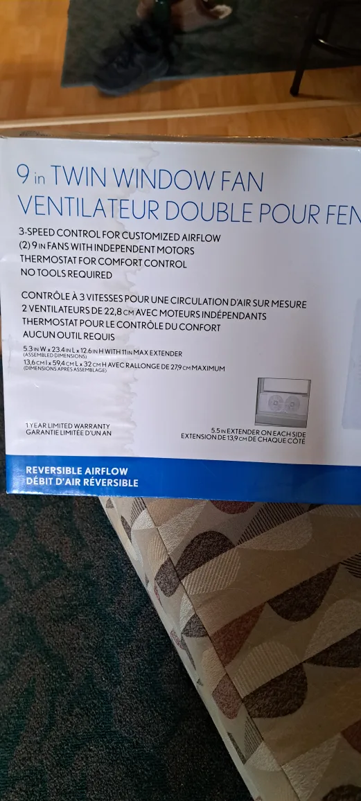 9-in Twin Window Fan, White thumbnail