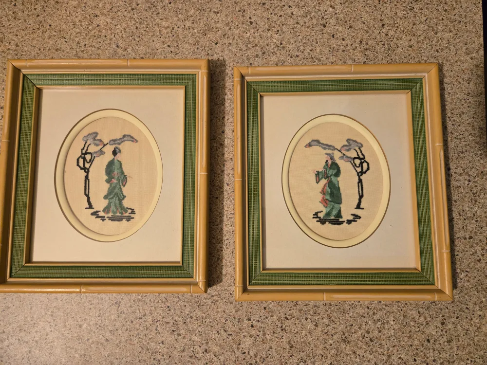 Pair of Embroidery Framed Pictures thumbnail