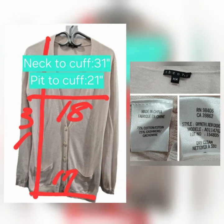 Theory Gwyneth New Cashcotton Cardigan Size S/M image indicator(2)