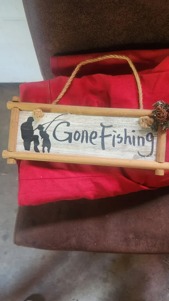 Gone Fishing Wooden Sign thumbnail