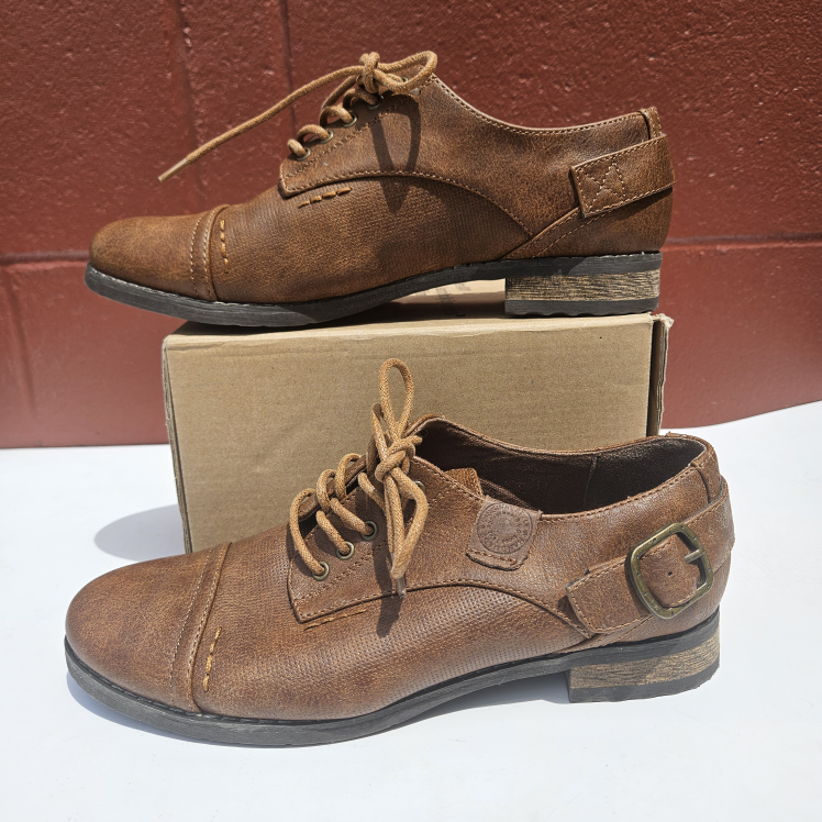 SoftMoc Loafer Style Woman's Brown lace up Shoes, Buckle Accent