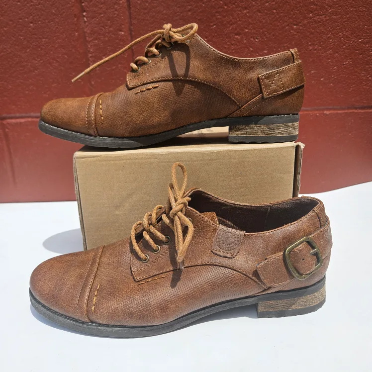 SoftMoc Loafer Style Woman's Brown lace up Shoes, Buckle Accent thumbnail