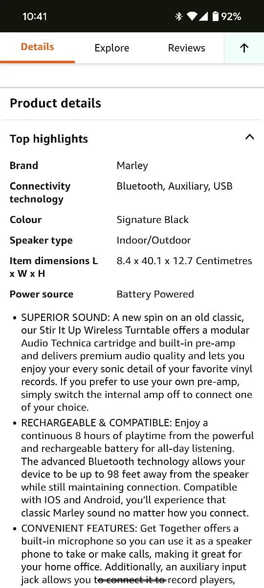 House of Marley Portable Speaker, Wireless Bluetooth image indicator(7)