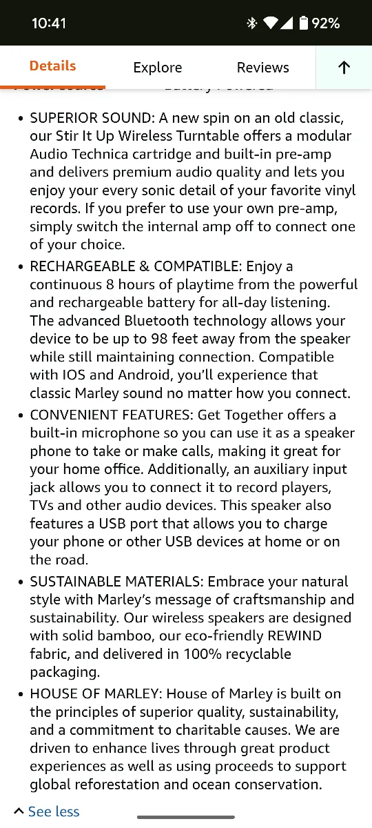 House of Marley Portable Speaker, Wireless Bluetooth image indicator(8)