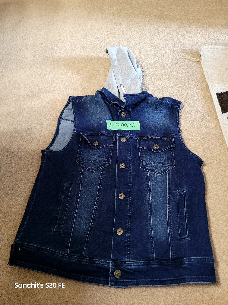 Denim Vest with Hood - Size M thumbnail