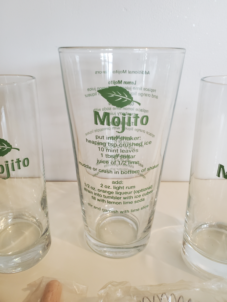 Complete Vintage Libbey Mojito Glasses With Accessories Barware - photo 3