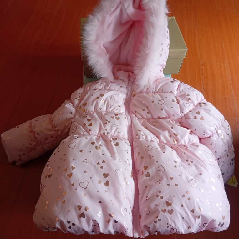 Pink Heart Print Puffer Jacket💚