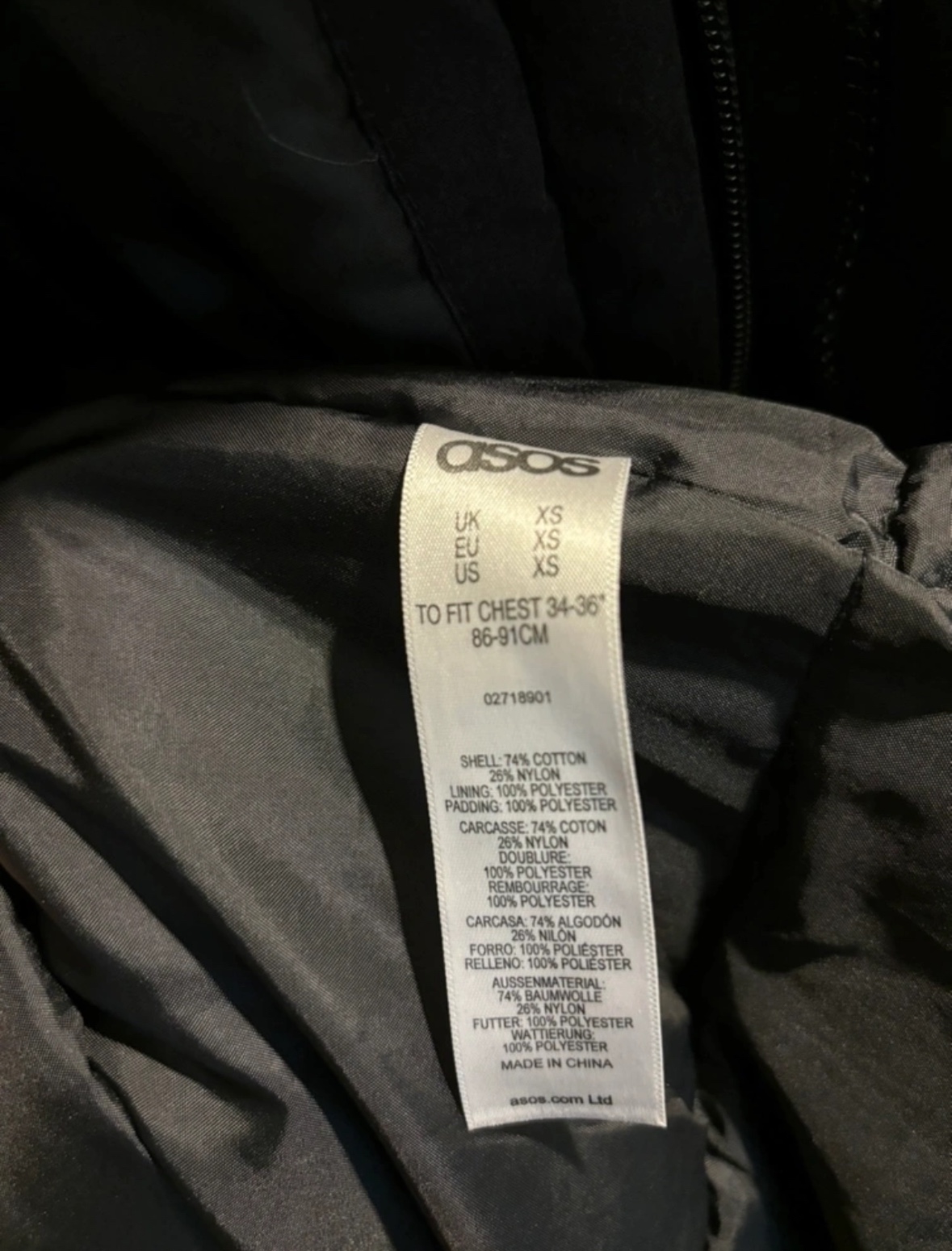 ASOS Black Winter Parka - Size XS - photo 3