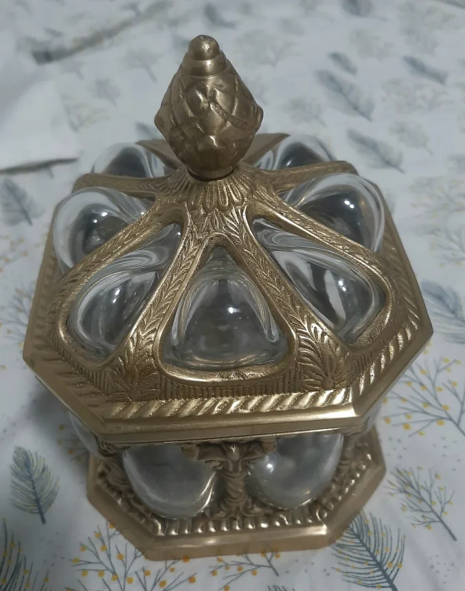 Decorative Blown Glass & Brass Jar image indicator(2)