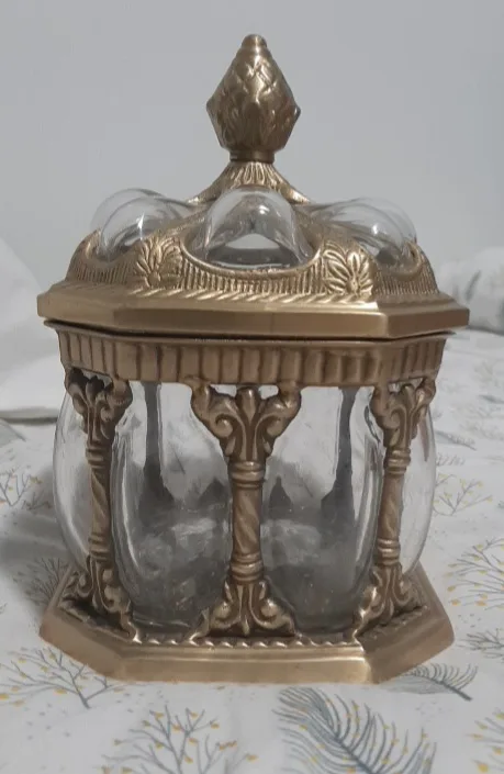Decorative Blown Glass & Brass Jar image indicator(8)