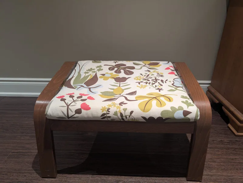 IKEA Footstool with Floral Cushion thumbnail