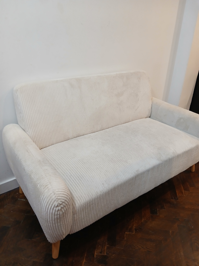 57" Cream Corduroy Loveseat
