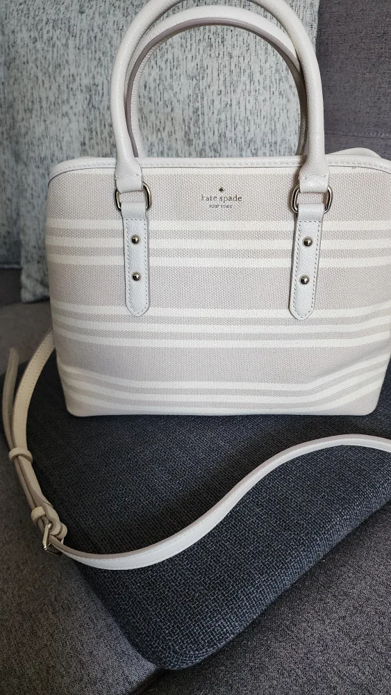 Kate Spade Beige Striped Tote Bag image indicator(2)
