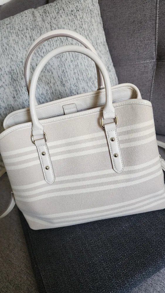 Kate Spade Beige Striped Tote Bag image indicator(3)