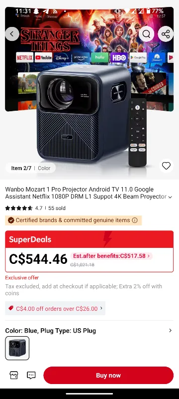 Wanbo Mozart 1 Pro Smart Projector image indicator(5)